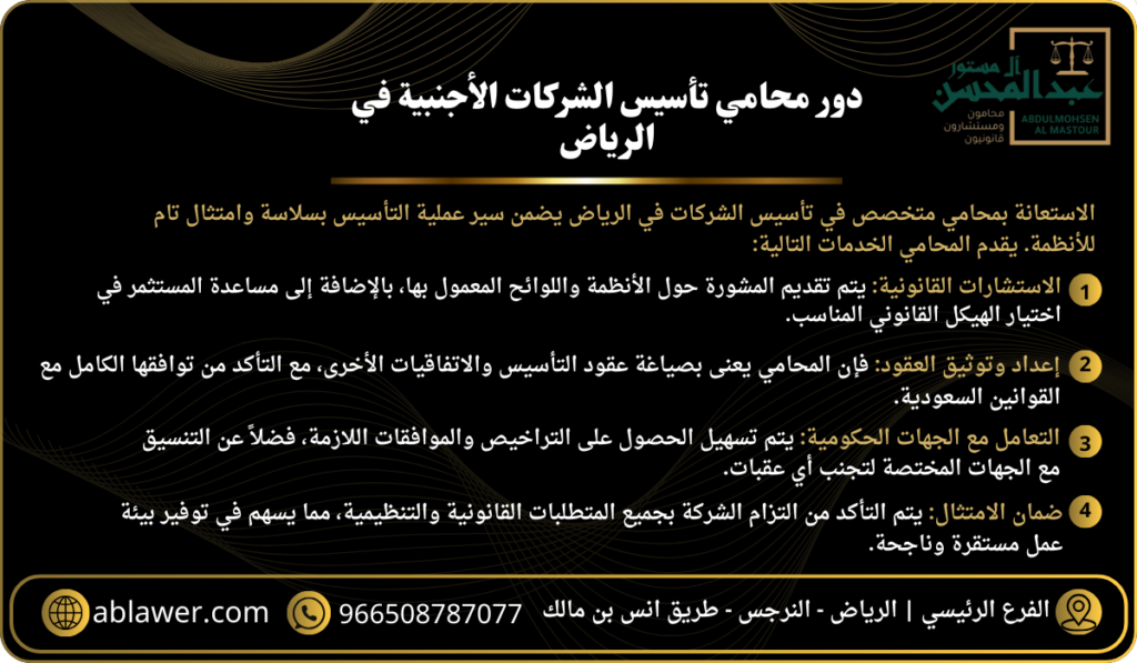 دور محامي تأسيس الشركات الأجنبية في الرياض