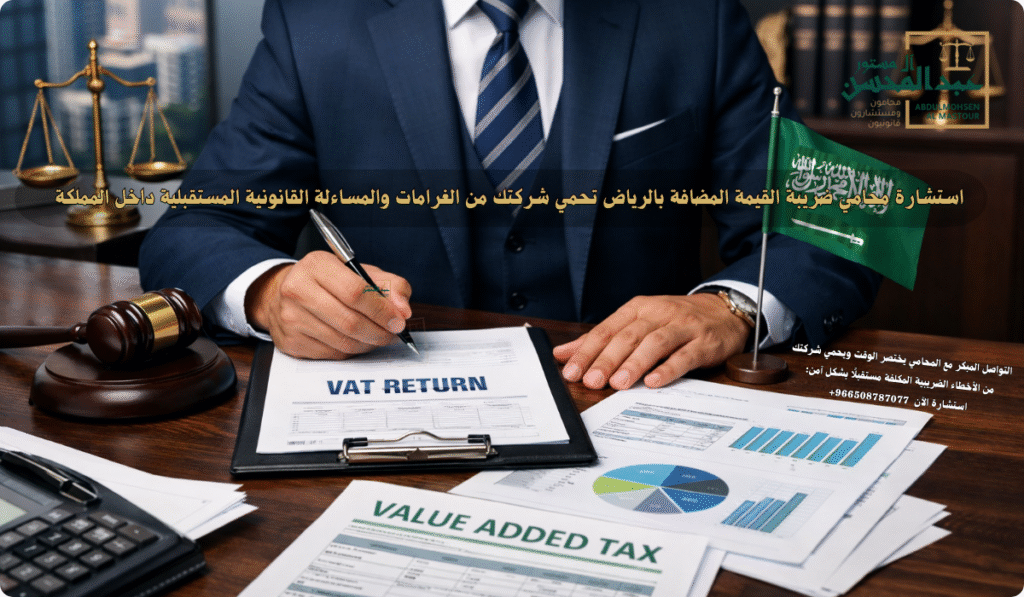 استشارة محامي ضريبة القيمة المضافة بالرياض تحمي شركتك من الغرامات والمساءلة القانونية المستقبلية داخل المملكة