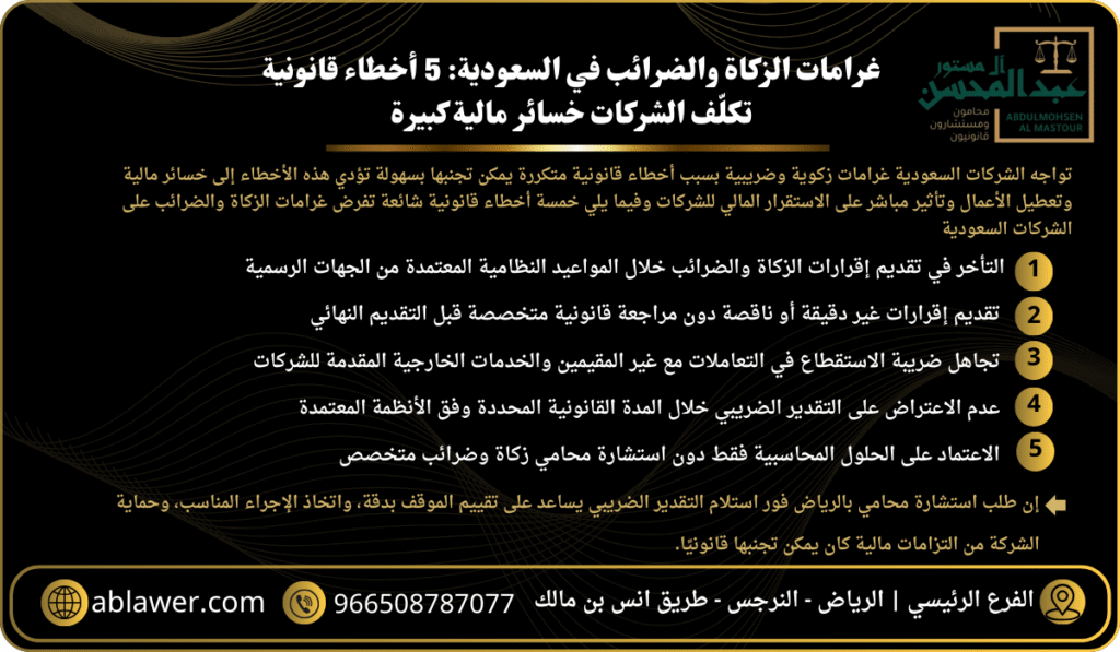 غرامات الزكاة والضرائب في السعودية 5 أخطاء قانونية تكلّف الشركات خسائر مالية كبيرة
