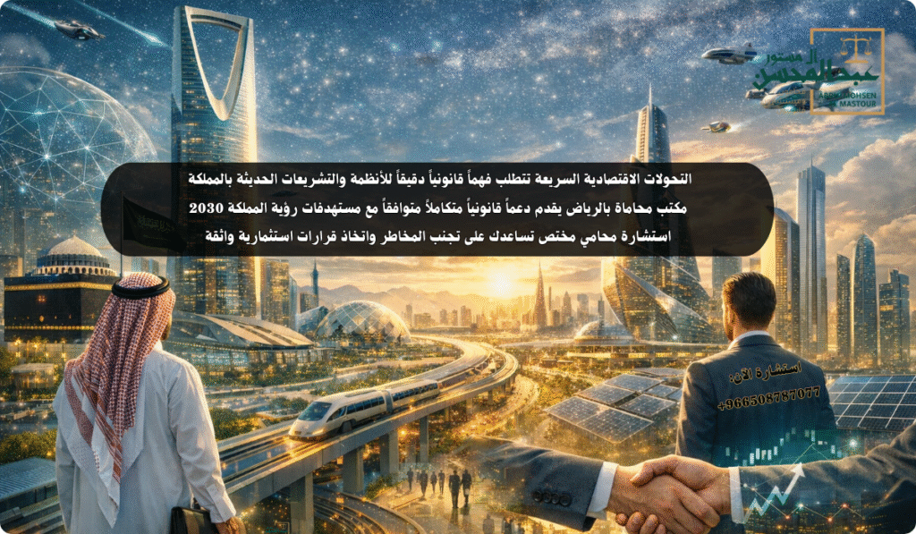 استشارة محامي شركات بالرياض خطوة ذكية لمواكبة رؤية السعودية 2030 وحماية استثماراتك