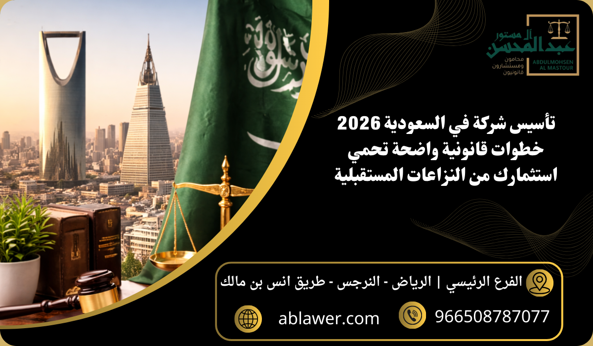 تأسيس شركة في السعودية 2026 خطوات قانونية واضحة تحمي استثمارك من النزاعات المستقبلية