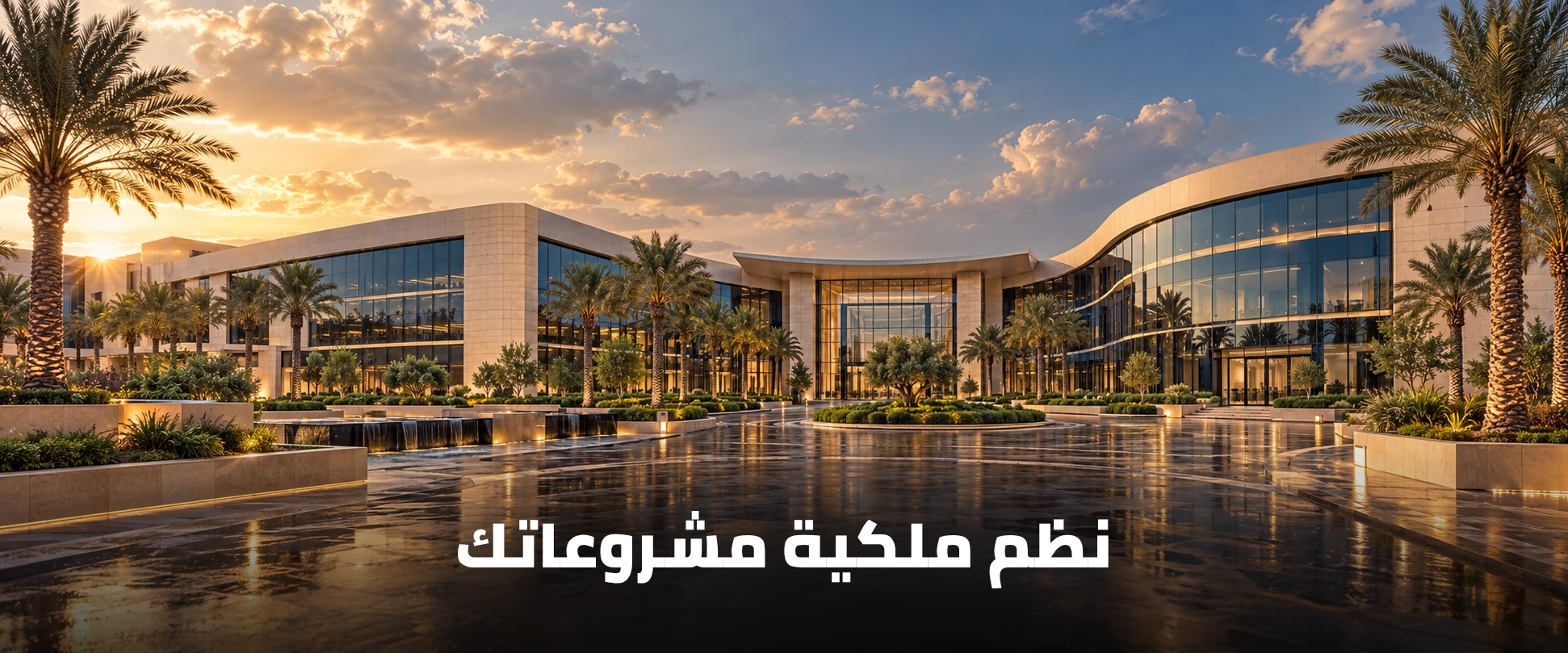 مشهد أعمال في الرياض مع عبارة نظم ملكية مشروعاتك