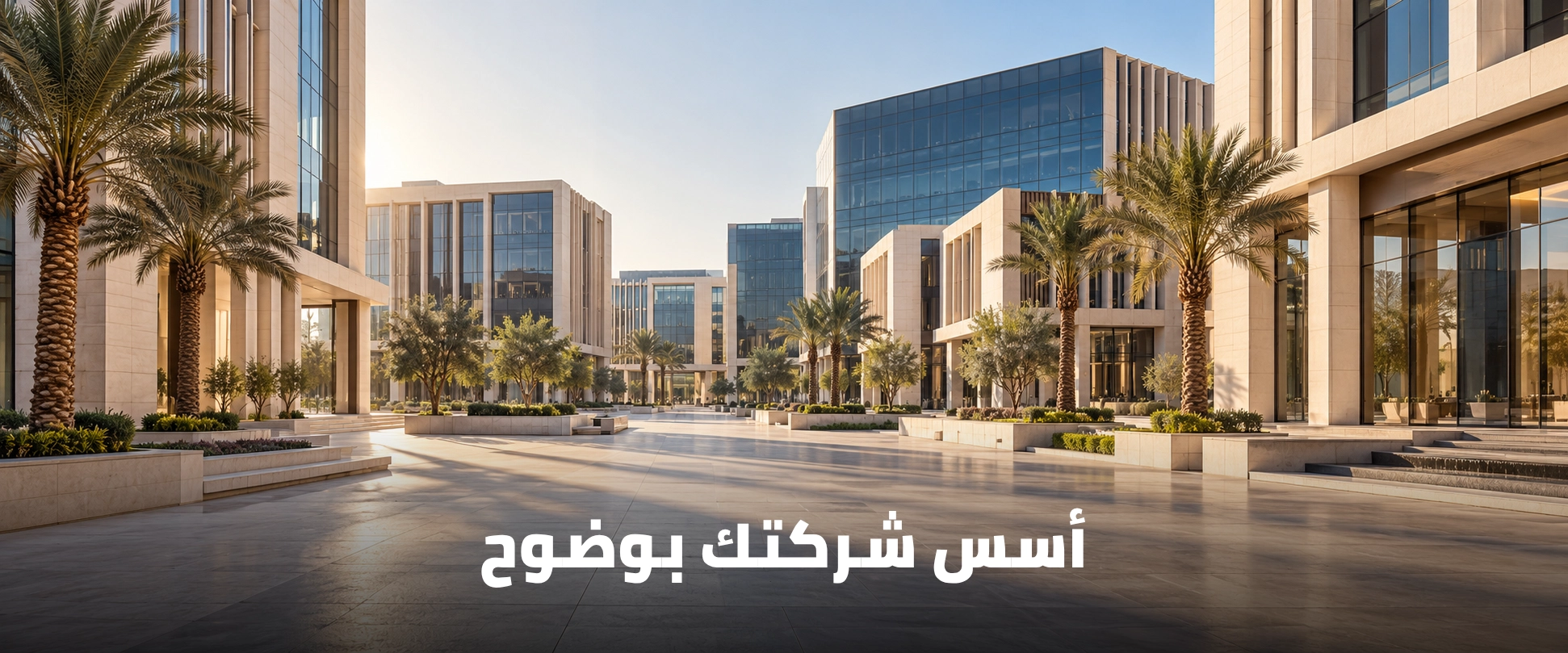 مشهد أعمال في الرياض مع عبارة أسس شركتك بوضوح